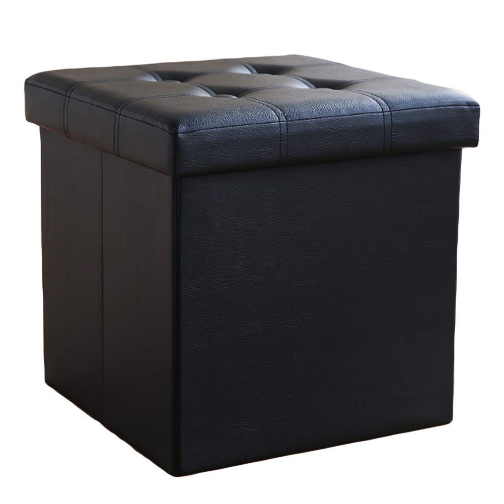XBCDX Folding Faux Leather Storage Ottoman Bench Seat,foldable Footstool Pu Rectangular Footrest Stool 110l Volume Toy Box-a 38x38x38cm(15x15x15inch)