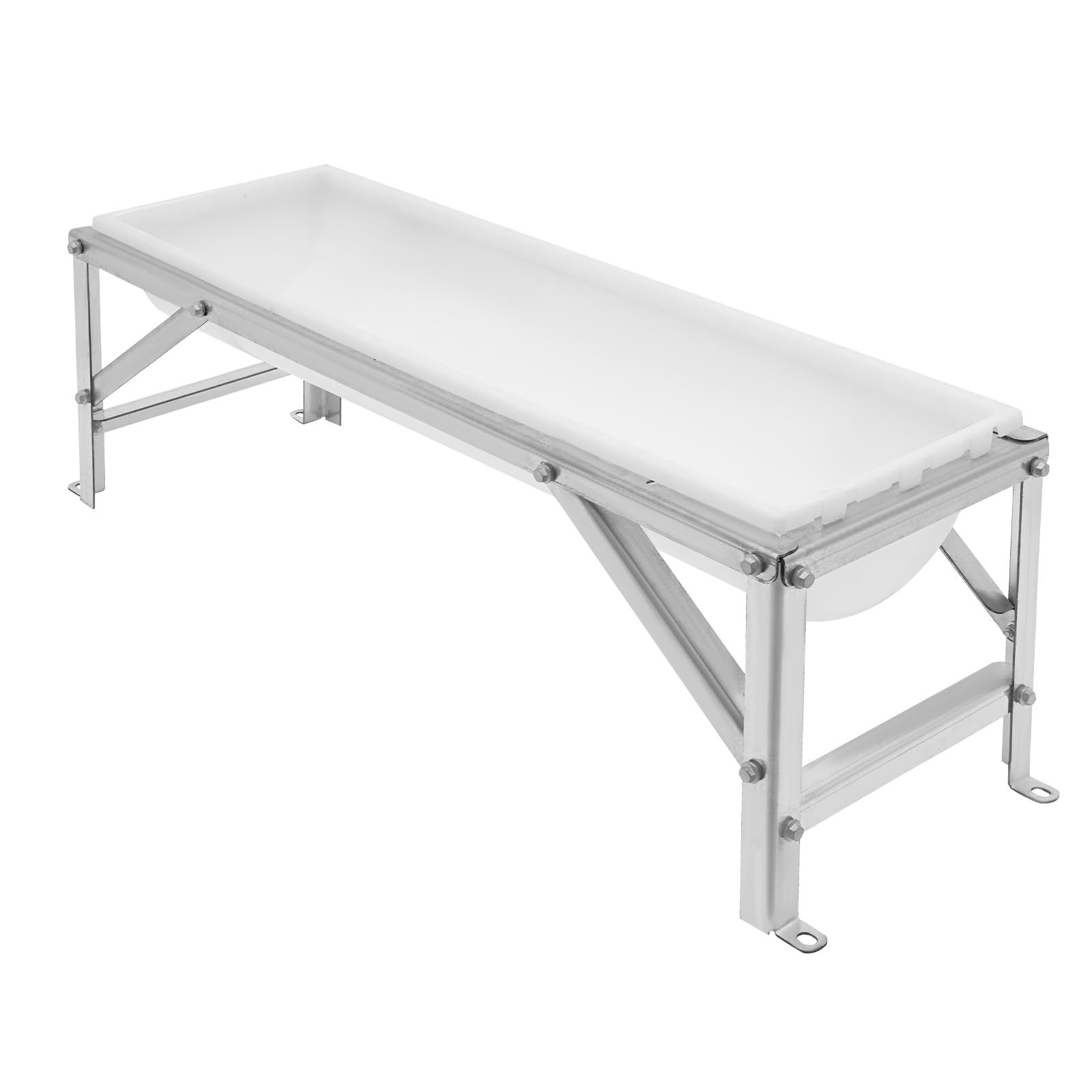 Comedero para Ganado, 99 cm de Largo, Gran Capacidad, con Soporte, fácil de Limpiar, para Cabras, ovejas, Ciervos, Cerdos, Vacas, Ponis y Caballos (Blanco).