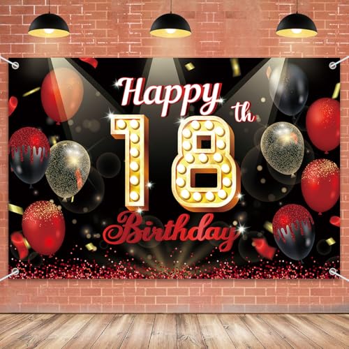Fondo fotográfico para cumpleaños 18 años 180x115cm rojo miniatura 1