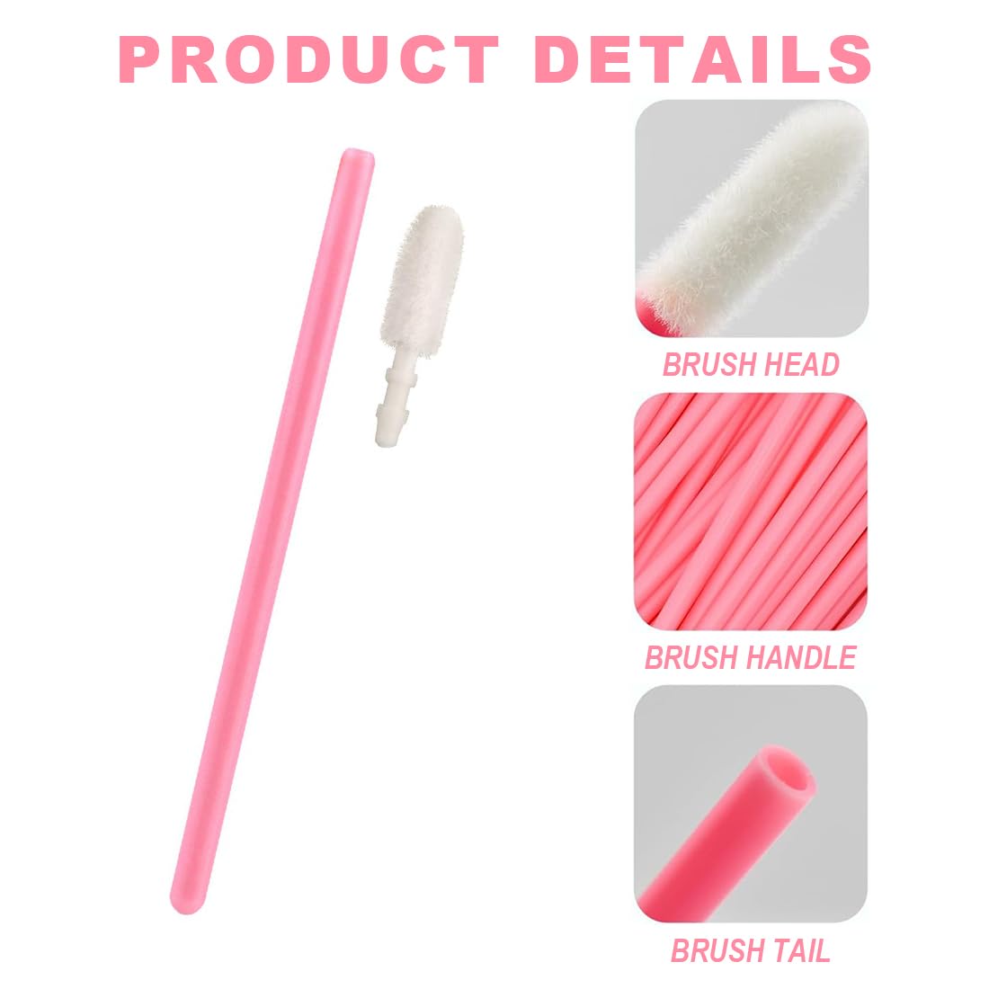 100 Pezzi Pennello Labbra Monouso, Pennello Trucco Rossetto, Pennello Sopracciglia Kit Attrezzi di Bellezza (rosa)