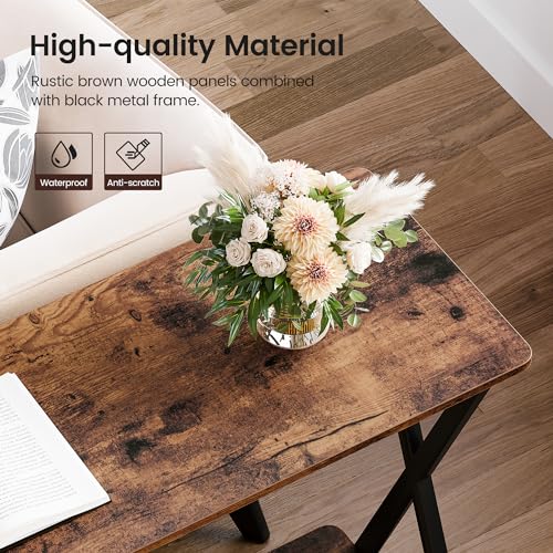 IDEALHOUSE Console Table, Sofa Tables Narrow Entryway Table with Storage Shelf and Metal Frame, 41.3” Behind Couch Table Industrial Hallway Table for Living Room, Foyer, Bedroom, Rustic Brown