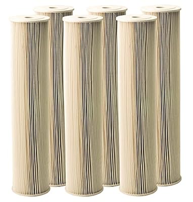 Pentair Pentek ECP5-20BB Big Blue Sediment Water Filter, 20-Inch, Whole House Heavy Duty Pleated Cellulose Polyester Replacement Cartridge, 20" x 4.5", White End-Cap, 5 Micron, Pack of 6