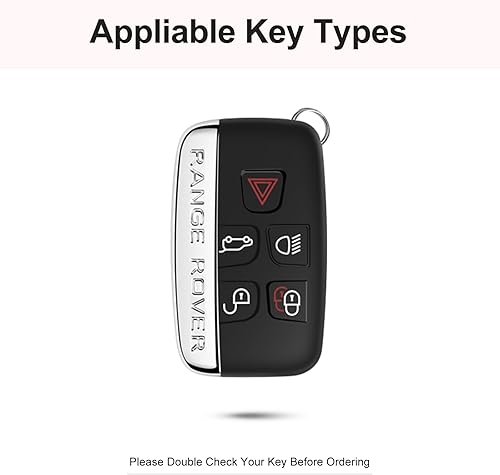 Miniatura 2 de RUABIBAN Funda para llavero Land Rover con llavero, color negro, compatible con Range Rover Evoque Sport Velar Land Rover Discovery Jaguar F-Pace