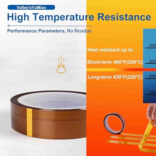 Image of Valley'sYuMiao 24Rolls,10mmx108fts, Heat Tape for Sublimation, Heat Resistant Tape, Heat Transfer Tape, No Residue, Thermal, Total Length 2596fts