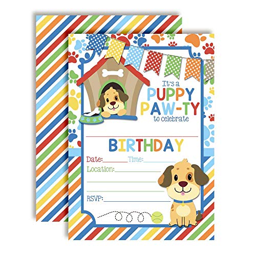 Ten SUPER FUN Ways to Celebrate Your Dog’s Birthday! Dog House Puppy Dog Themed Birthday Party Invitations for Boys,