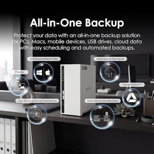 Image of QNAP TS-233-US 2 Bay Affordable Desktop NAS with ARM Cortex-A55 Quad-core Processor and 2 GB DDR4 RAM (Diskless)