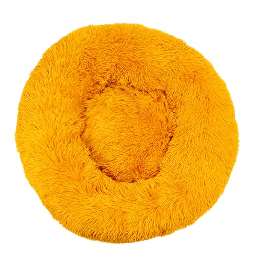 DOTBUY-SHOP Large Dog Bed Washable, Soft Comfy Cat Bed Felt Donut Dog Bed, Warm Pet Bed for autumn and winter, Orthopedic Dog Beds Gift for Medium Cats and Dogs (110 cm,golden yellow)