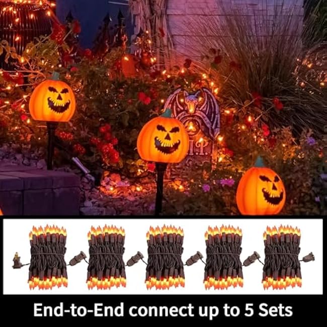 Orange Halloween Light, 100 Count 20FT String Light,120V UL Certified Orange String Lights, Plug in Brown Wire Fall Lights Waterproof for Spooky Thanksgiving Party Decor