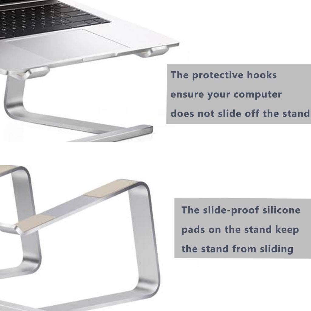 Supporto per Laptop, Rialzo per Computer in Alluminio Supporto per Laptop ergonomico Regolabile Staccabile per Il Raffreddamento ventilato Adatto per Notebook Tablet-Argento