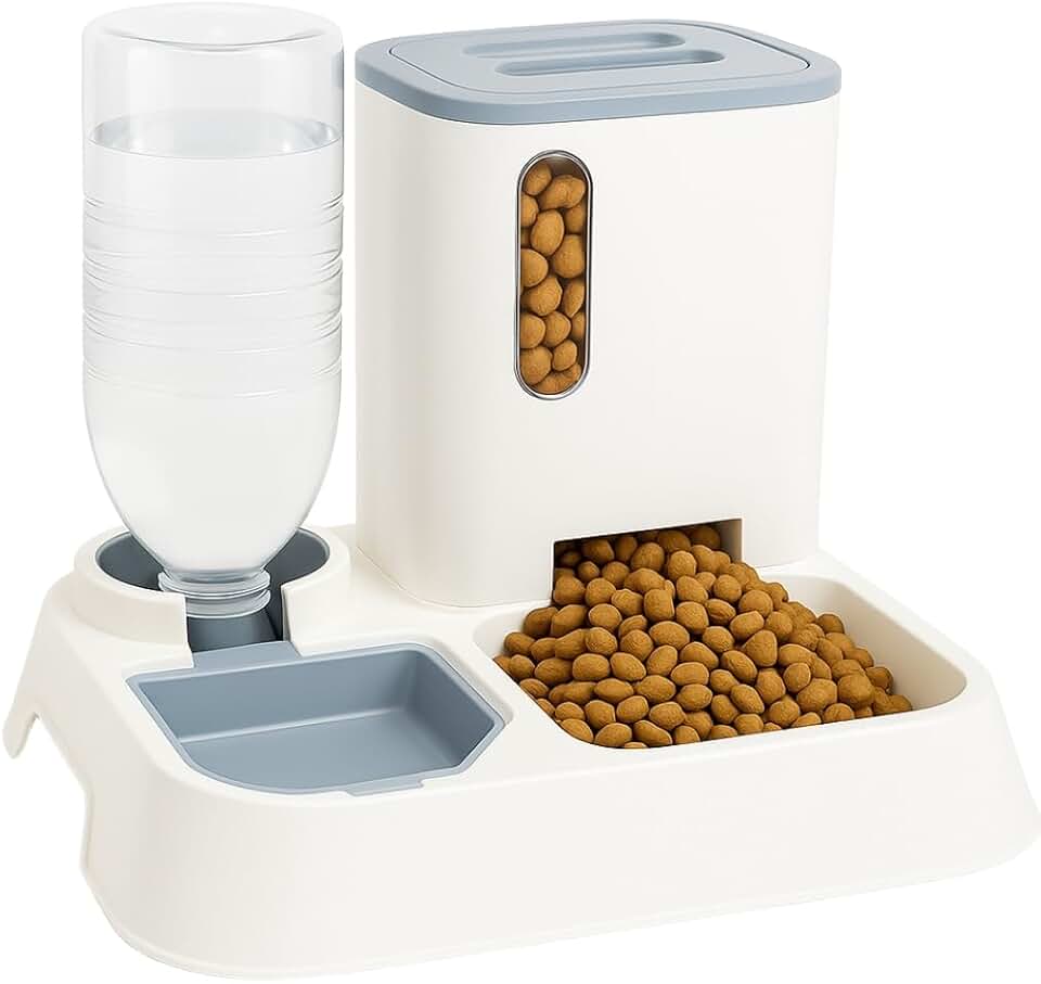 Comedouro E Bebedouro Automático Alimentador Inteligente 2 em 1 água e Ração (Branco)