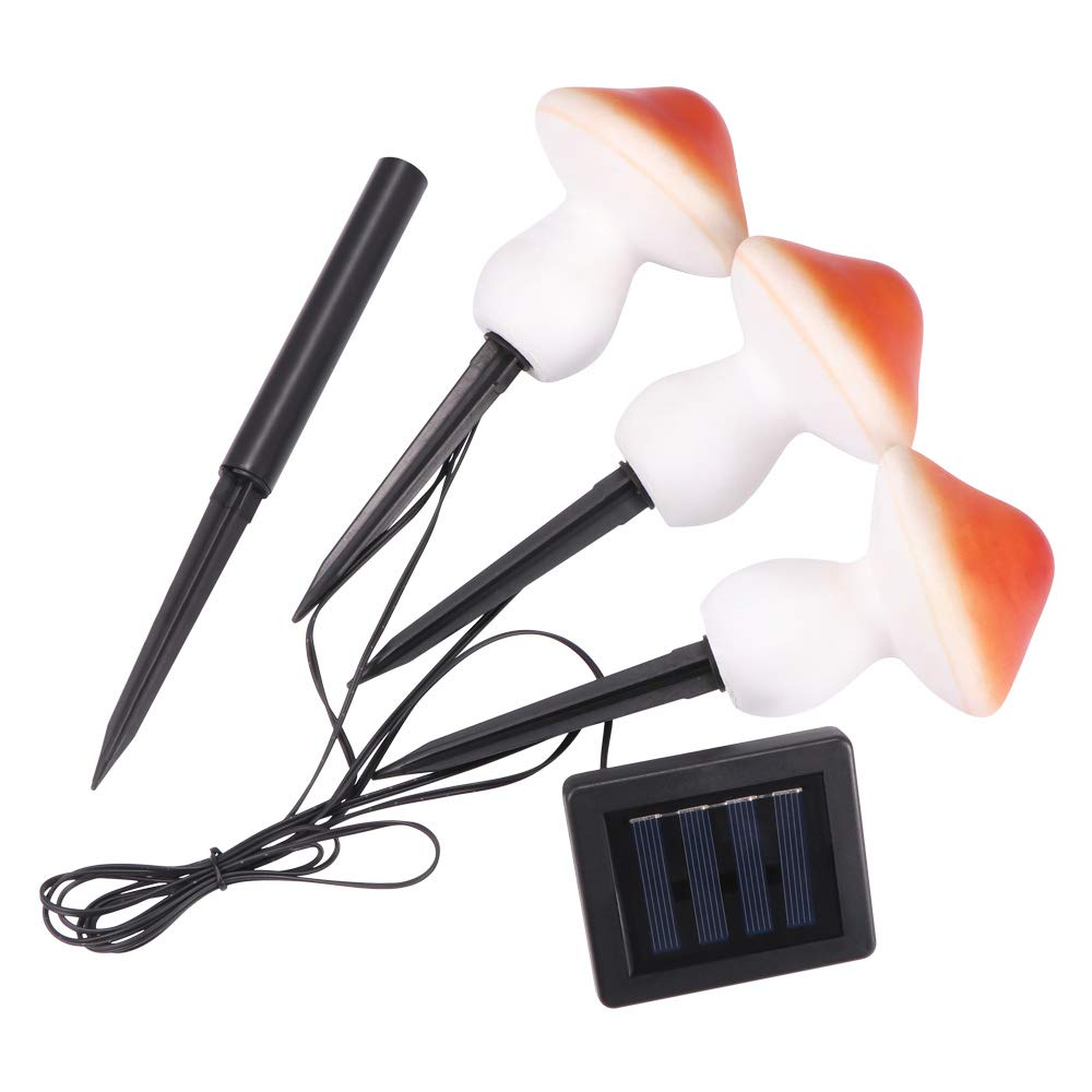 ALLOMN Solarleuchten, Gartenweg im Freien Dekorative Lampenleuchten Solarlandschaftsleuchten Wasserdichte Süße Mehrfarbiger Pilz Form, Zwei Lichtmodi, Set mit 6 Lampen