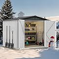 DWVO 8x6FT Outdoor Storage Shelter, Roomy Steel Tool Shed with Secure Entrances & Air Circulation for Patio, Lawn, and Backyard, Ideal for Storing Garden Gear, Lawn Tools, and Bikes, White