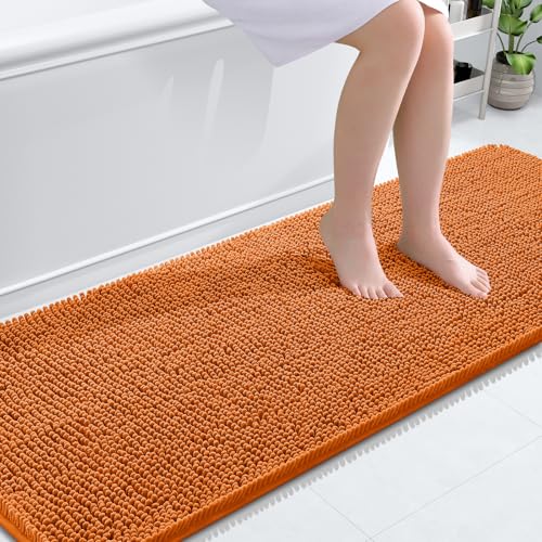 Image of OLANLY Bathroom Runner Rugs 70x24, Extra Soft Absorbent Chenille Bath Rugs, Rubber Backing Quick Dry, Machine Washable Long Bath Mats for Bathroom Floor, Tub and Shower, Home Decor Accessories, Clay