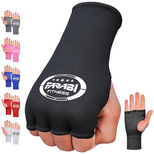 Farabi Sports Vendas Boxeo Guantes Interiores elásticos de Medio Dedo sin Relleno de Gel Vendas de...