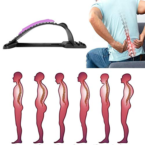 Adjustable Heated Back Stretcher Lumbar Support? Relieve Back Pain Massager Posture Correction Device Acupuncture Correction Device for Spinal Stenosis and Disc Herniation