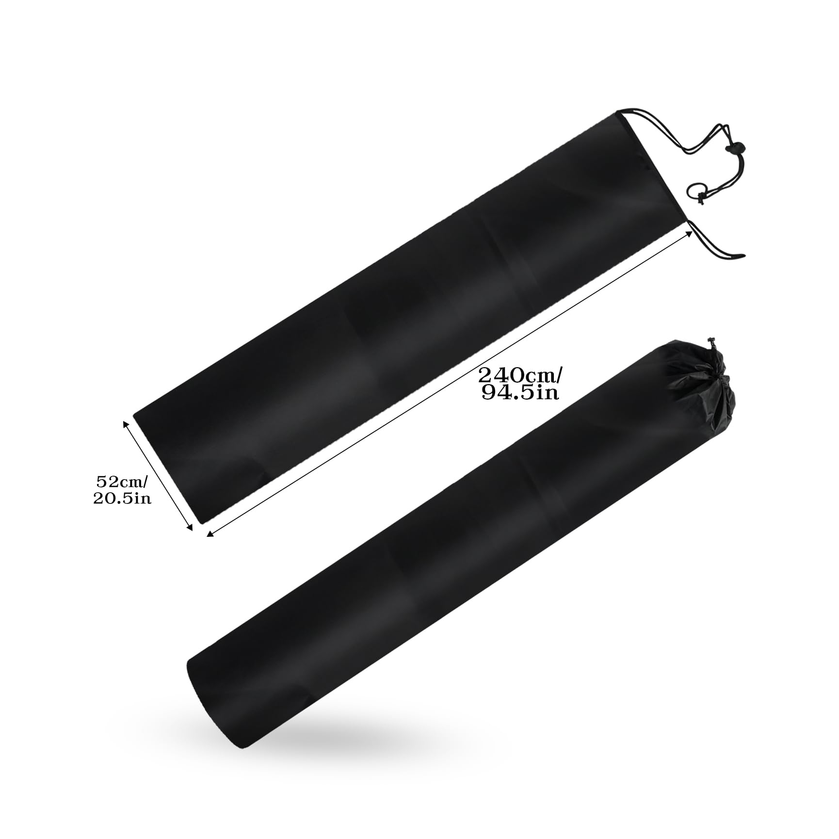 Klmnop Borsa Jumbo per tappeti fino a 1,8 x 2,9 m, in tessuto Oxford, con coulisse, per tappeti arrotolati, traslochi, imballaggio, protezione, Nero , 20x94 Inch, Classico