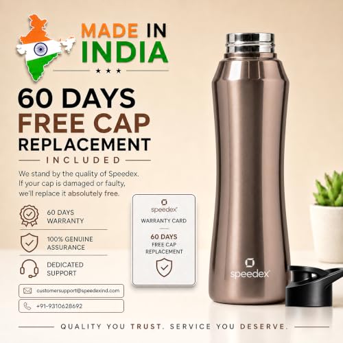 Image of Speedex Stainless Steel Water Bottle 1 Ltr, 1000 ml Metal Bottle For Daily, Office, School, Gym, Travel Use for Men, Women, Kids, Adults-Leak Proof Sipper Cap, BIS Approved, Copper Gold, Set of 3
