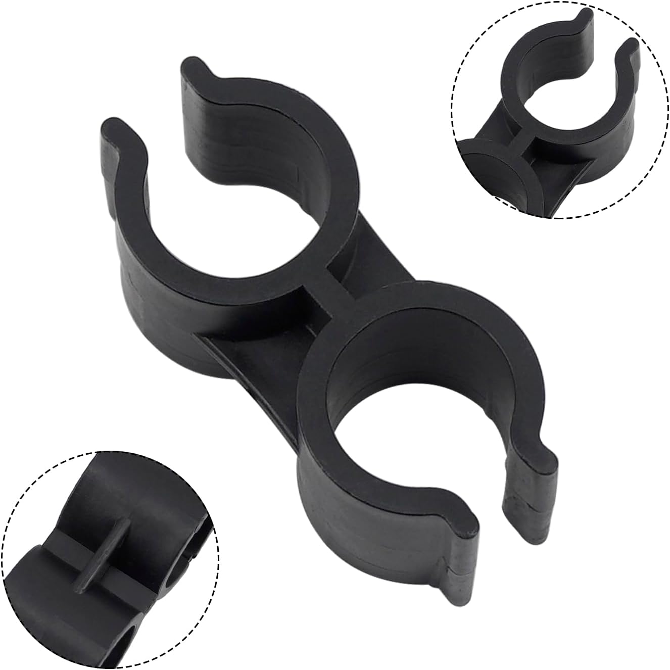 20Pcs Double Pipe Clamp Clips, H-Type Plastic Double Port Pipe Clamp Connection, Tube Clamps Clips Buckle, Shelf Pipe Linking Fastener Accessories (20mm Black)