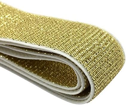 StrapCrafts 1-inch Wide Soft Gold and Silver Glitter Elastic Bands by 3-Yard, Gold 52010