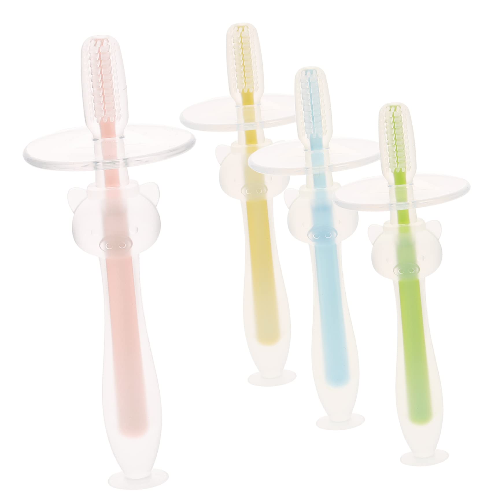 Healeved 16pezzi Spazzolini Per Ragazzo Ragazza Con Base Ventosa Spazzolini Per La Pulizia Orale Infante Mesi Pastello Design Ergonomico e Setole Morbide Per e Gengive Sensibili