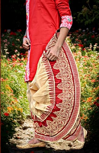 Image of Men's Ready to Wear Pant System Printed MAYUR PUCHHA Dhoti for Marriage, Pooja, Festival etc.(GC010)