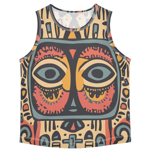 Boys Tank Top Shirts Cartoon African Ethnic Sleeveless T-Shirts Crew Neck for Kids Clothing Children
