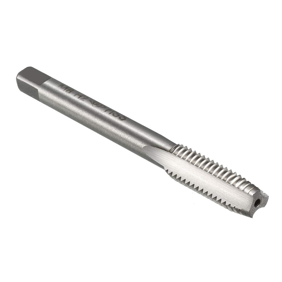 sourcing map Metric Machine Tap M8 x 1.25mm H2 High Speed Steel 3 Straight Flutes Screw Tapping Threading Machinist Repair DIY Tool