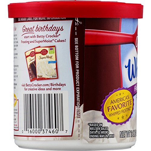 Betty Crocker, Ready-to-Serve, Soft Whipped Frosting, Fluffy White, 12-Ounce Tub (Pack of 3)