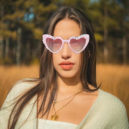 30th Birthday Glasses for Women - Pink 30 & Fabulous Shiny Diamond Pearl Sunglasses for Women 30th Birthday Party Supplies3