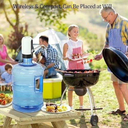 Image of Sulfar USB Charging Automatic Stainless-Steel Plastic Drinking Portable Electric Switch Water Dispenser for Universal 5 Gallon Bottle (7.5x13 cm) Black & White, 6 Liters