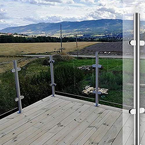 NOPTEG 35" Glass Railing Posts -【Mid Post】 304 Stainless-Steel Railing Post Post Glass Panels Deck Railing System Glass Fence Panels Glass Stair Railing System (Cannot Add Handrail Version)