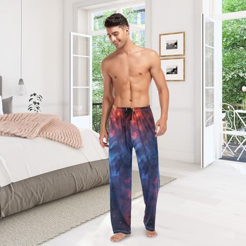 Men's Pajama Pants Halloween Mist Bats Sleep Pajama Lounge Pant with Pockets, Elastic Waistband 6