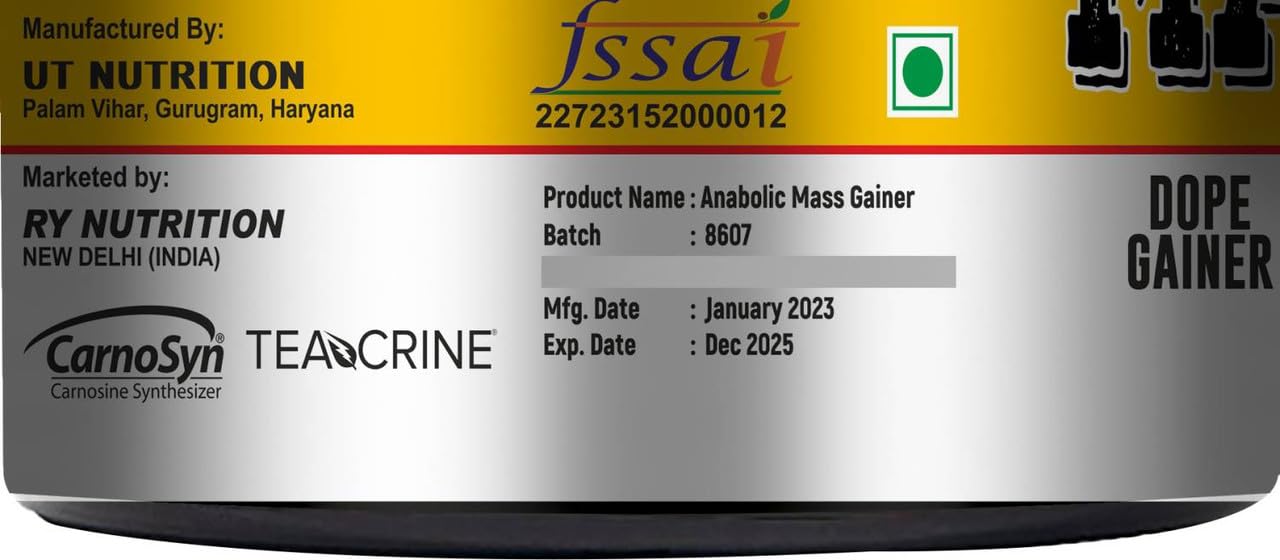 RY NUTRITION Thnder Mass Gainer For Bulk Weight Gain Calories 1340 Weight Gainers/Mass Gainers (Kesar, 3Kg/6.6Lbs)