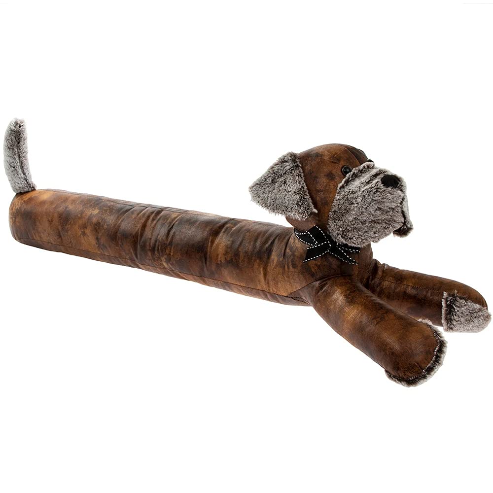 Dog Draught Excluder in Leather, Cute Draught Stopper Seal for Door Bottom, Cushion Sausage shape for Animal Lovers