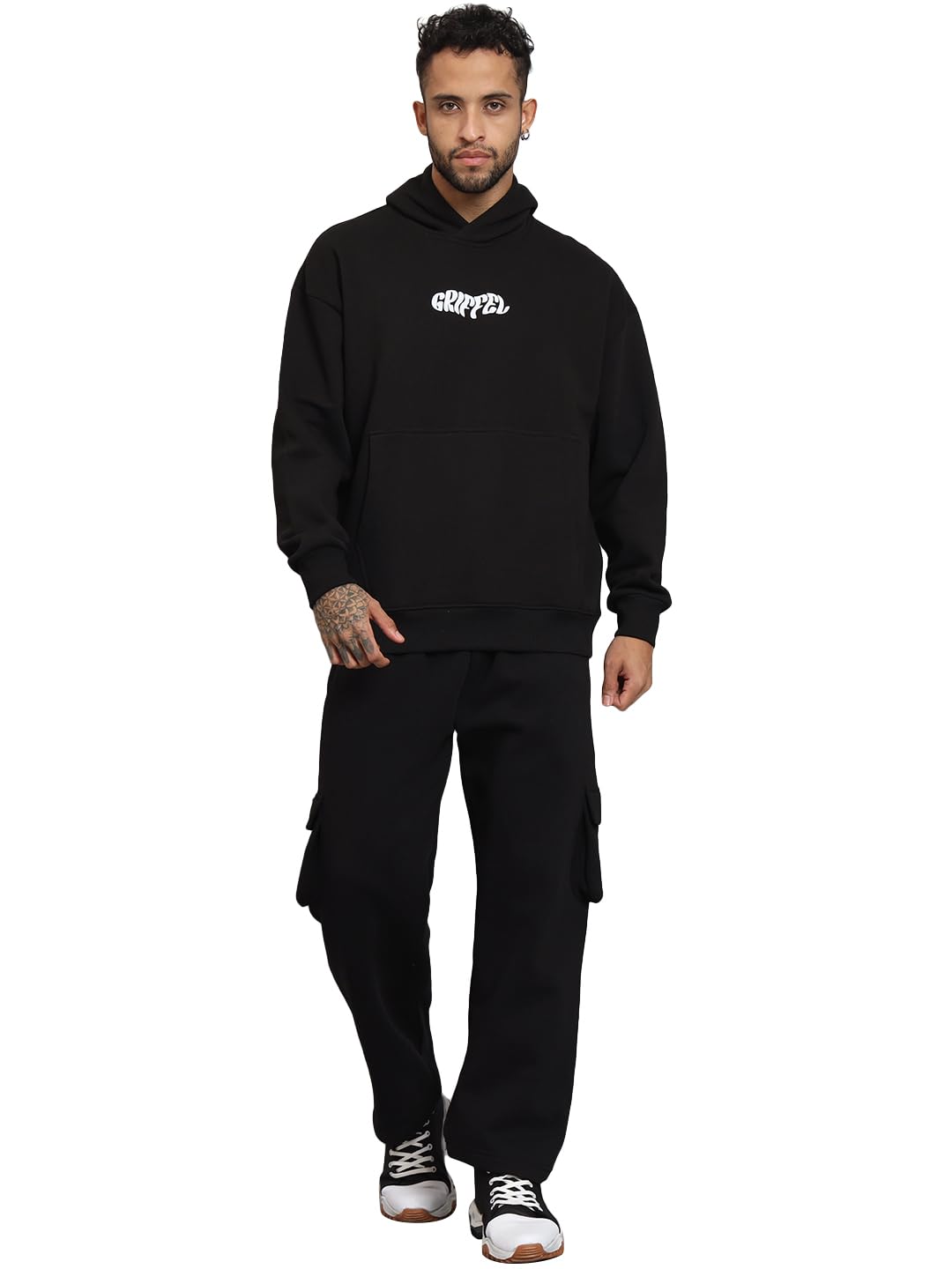 griffel Men’s Winter Tracksuit – Hooded, Printed Fleece Co-ord Set | Cotton Sports Gym Tracksuit | Hoodie and Cargo Set for Running, Jogging, and Workout-picture-12