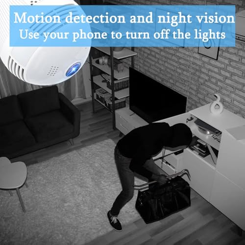 Image of DDLC 4MP Smart WiFi Bulb CCTV Camera | 360 Panoramic View | HD Night Vision | Motion Detection | Two-Way Audio | Wireless WiFi Bulb Camera for Home Indoor with Mobile App V380 Pro (Bulb Camera)