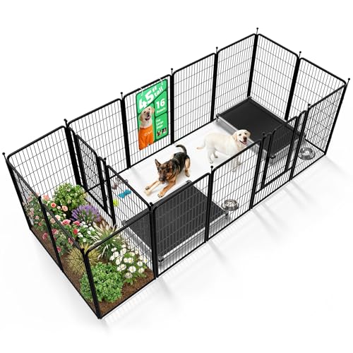 Image of FXW Rollick Unleashed Dog Playpen for Indoor, Yard, RV Camping, 45 inch 16 Panels Dog Pen with Connectors (Pack of 2) for Large Dogs│Patented