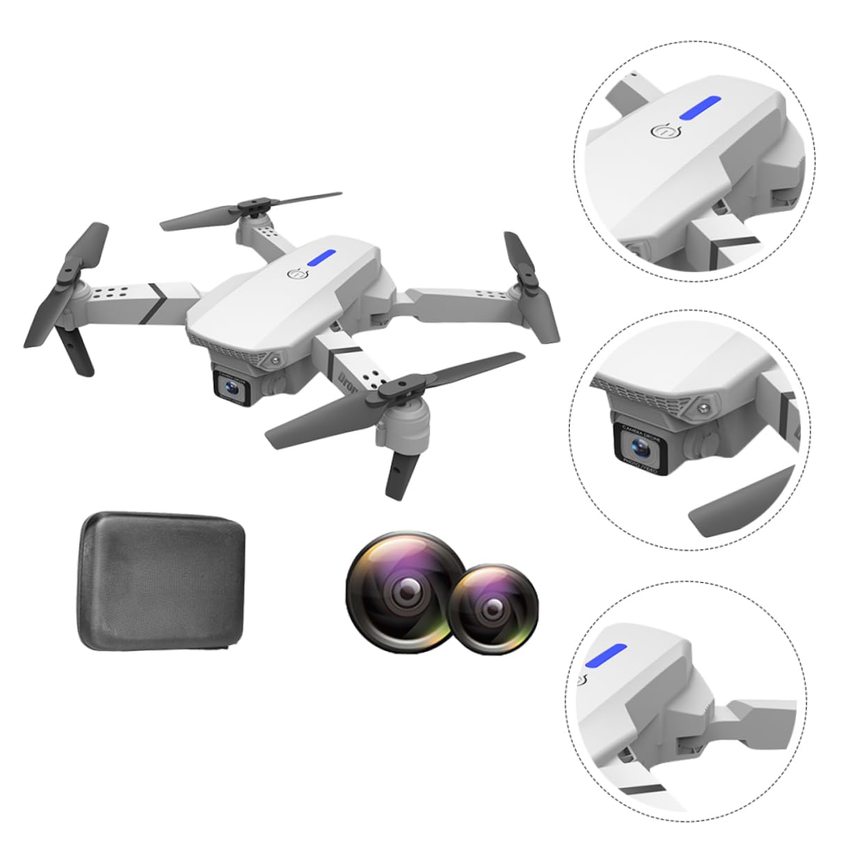 E525 z Dwoma Obiektywami Do Zdjęć Lotniczych 4k w Ultrawysokiej Rozdzielczości Zdalnie Sterowany Dron Składany Dron Torebka Do Przechowywania 4 Tys Zdalnie Sterowany Samolot Biały