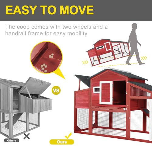 Ketive CHICKEN COOP Large Wooden Chicken Tractor With Wheels Waterproof Outdoor Hen House Poultry Cage Back Yard Chicken Coops thumb #2