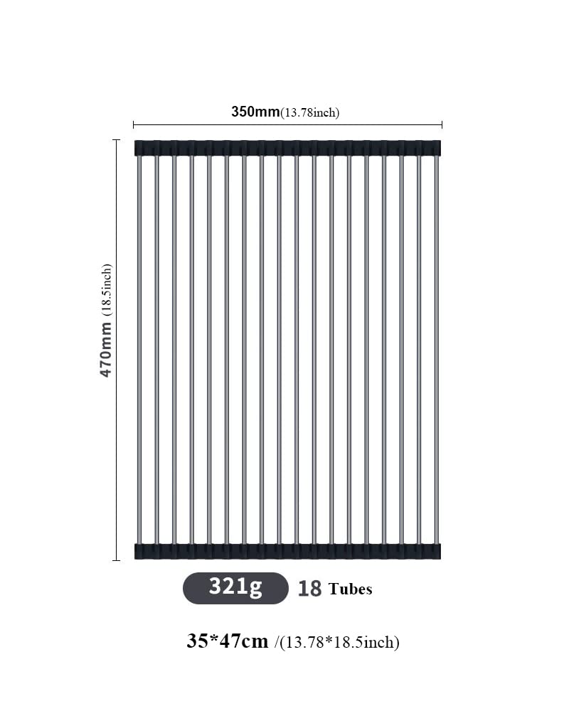 Scolapiatti arrotolabile in acciaio inox, extra large, 40 x 50 cm, ripiano per lavello, pieghevole, portatile, multiuso, tappetino scolapiatti per cucina