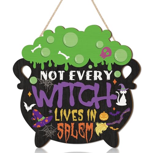 HPNIUB Halloween Front Door Hanging Decor, Poison Bottle Witch Th...