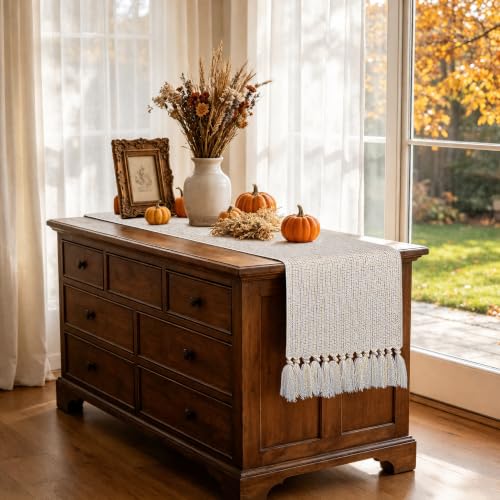 Sofevaim Boho Fall Table Runner 13x72 Inch, Linen Woven Dresser Runner - image 5
