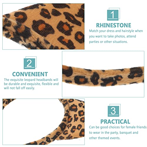 Lurrose 3pcs Leopard Ears Headband for Women Animal Ears Headband Cosplay s Hair for Halloween Christmas Costume Cosplay Party Favor - Image 3