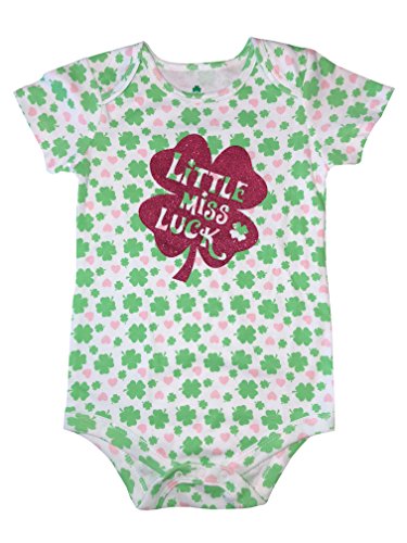 Topsville, Inc. Assorted ST Patrick's Day Short Sleeve Baby Boys & Girls Bodysuits/Creepers (Little Miss Luck, 0-3 Months)