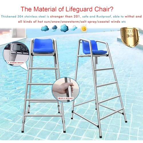 Silla de Salvavidas para Piscina Acero Inoxidable 180 cm miniatura 6