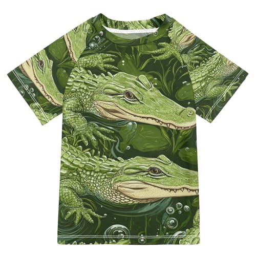 Boy Swimsuit Cartoon Crocodile Bubble Sunscreen T-Shirts Swimwear Sets UPF 50+