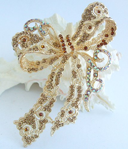 Image of 4.13 inch Rhinestone Crystal Bowknot Brooch Pin Pendant Wedding Prom Jewelry BZ5823