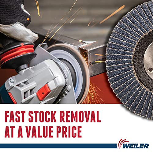 Image of Weiler 31410 Wolverine 4-1 /2 inch x 5 /8 inch-11 UNC NUT Abrasive Flap Disc, 80 Grit Zirconia Alumina, Flat Type 27, Phenolic Backing, Standard Density (Pack of 10)