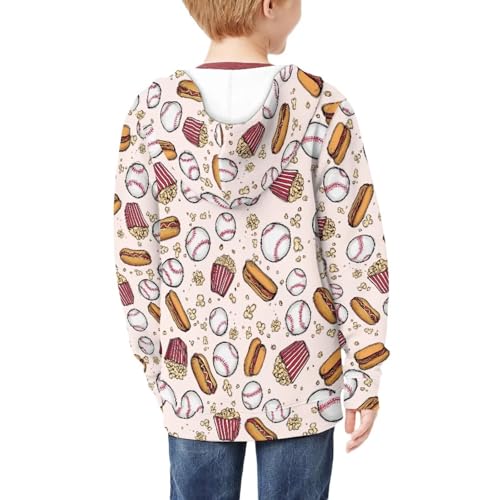Kids Zip Up Hoodie Cheerful Sports Print Sweatshirt with Pockets for Boys Girls4