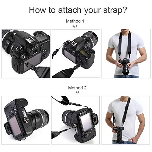 waka Rapid Slide Camera Neck Shoulder Strap with Quick Release, Adjustable Camera Sling Strap for Nikon Canon Sony Fuji Panasonic Olympus Pentax Any DSLR Camera, Black - Thumbnail 6